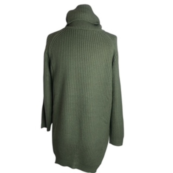 NWOT No Brand Label Cowl Neck Side Split Raglan Sleeve Olive Tunic Size L - Picture 4 of 4